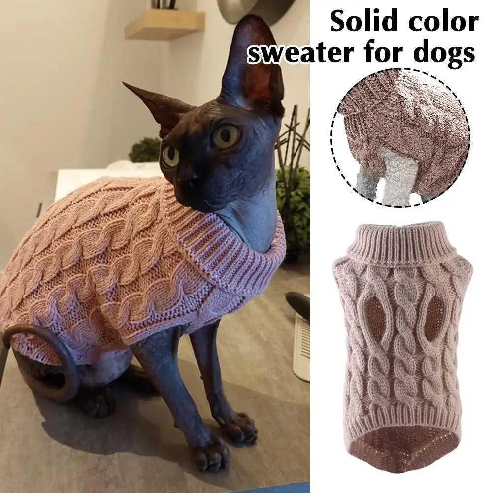 New Pet Small Pet Dog Clothes Sweater Fashion Autumn Winter Solid Fried Dough Twists Knitting Warm Comfort Clothing Wholesale