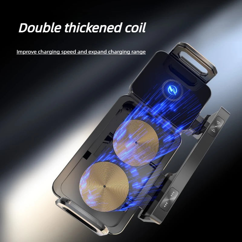 Dual Coil Foldable Car Wireless Charger Universal 90° Rotation Phone Mount Fast Clamping Rotation Fold Phone Car Charging Mount