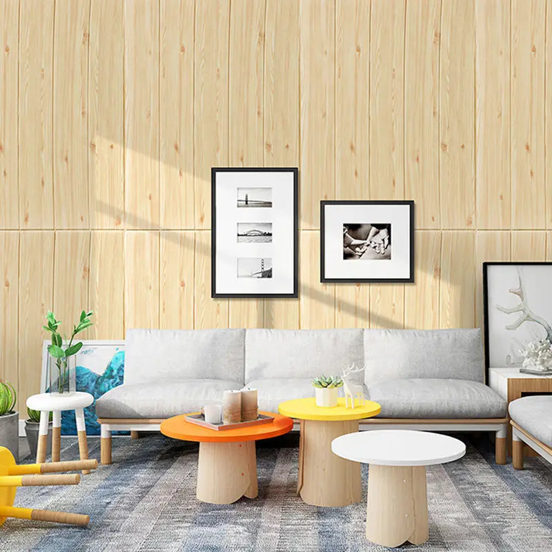 35*35cm 10Pcs 3D Wood Grain Adhesive Wall Wallpaper Waterproof Wall Stickers Living Room Kitchen Background Wall Decoration