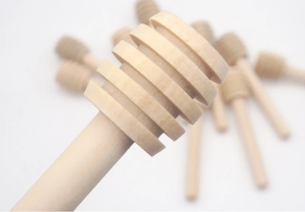 Honey Stir Bar Mixing Handle Jar Spoon Natural Wooden 10/30/50Pcs Honey Dipper Wooden Stick Honey Spoons Kitchen tools
