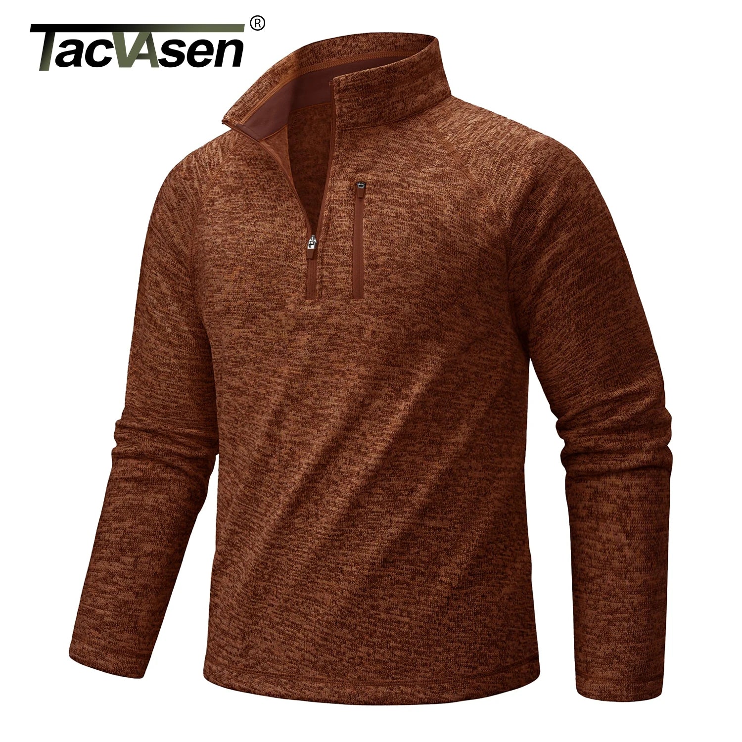 TACVASEN Men's Quarter Zip Pullover Long Sleeve Thermal Fleece Sweater Lightweight Casual Golf Sweatshirt with Zipper Pocket