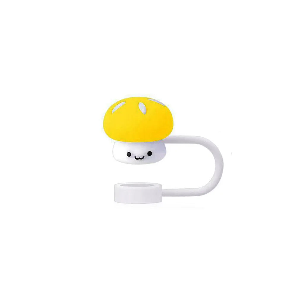 3D Cute mushroom Silicone Straw Covers For Stanley Water Glass Bottle Drinking Dust Cap Straw Tip Cover Cup Accessories For 10mm