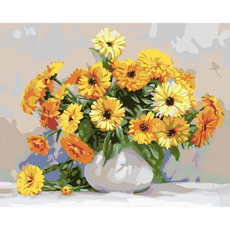 GATYZTORY DIY Frame Painting By Numbers Kits Sunflowers Abstract Modern Home Wall Art Picture Flowers Paint By Numbers