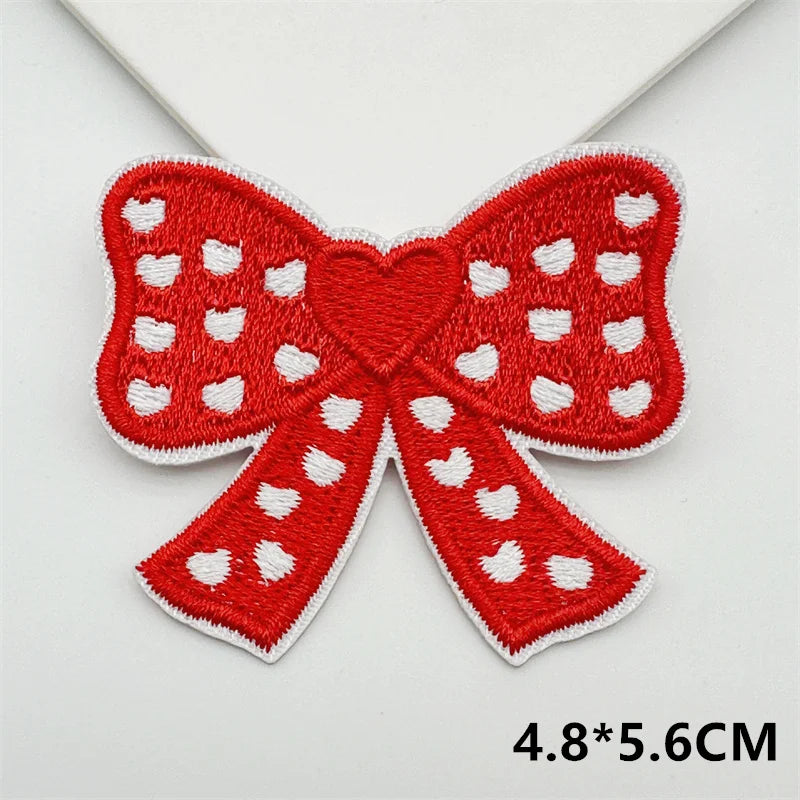 Cartoon Embroidery Sticker Decorative Ironing Sticker Sewing DIY Pink Bowknot Clothing Shoes Hat Bag Patch