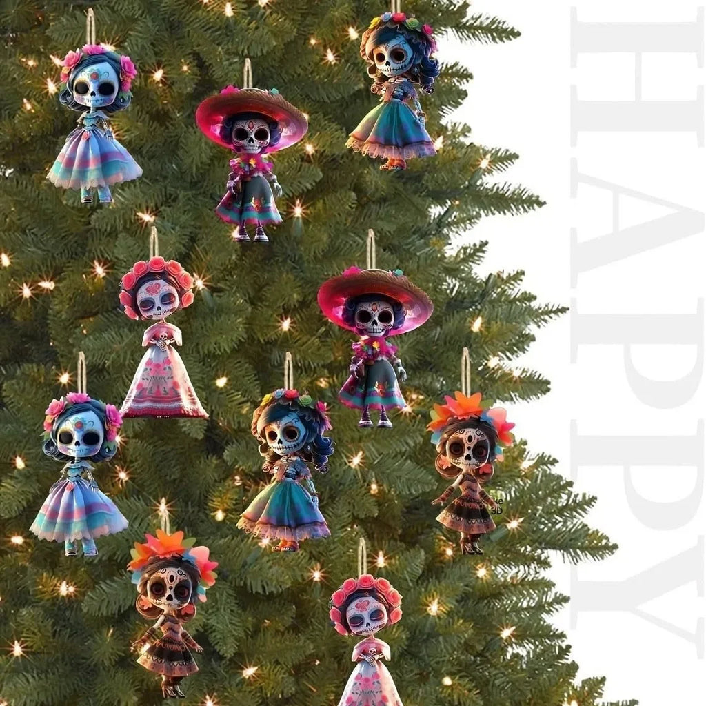 Runt 20pcs Wooden Skull Decorative Pendants With Rope