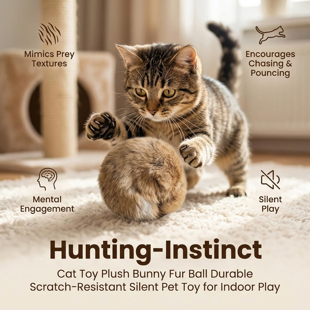 C 1/2/3/6Pcs 8cm Rabbit Fur Ball Cat Toy With