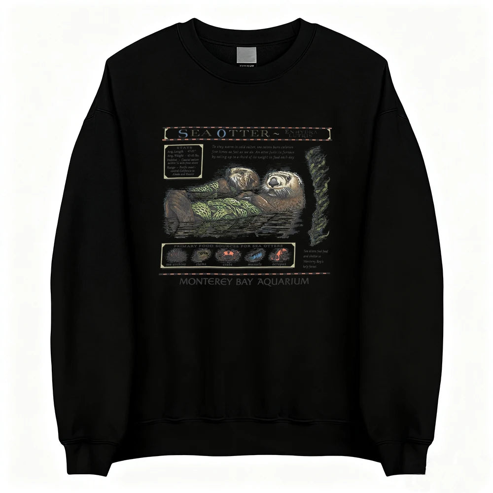 Sea Otter Monterey Bay Aquarium Sweatshirt Long Sleeve Female Winter Pullovers Crewneck Women Men Casual Clothing Streetwear