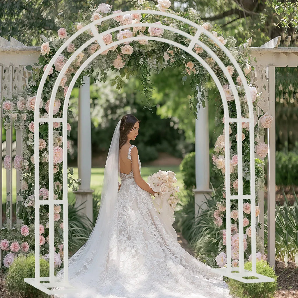 260CM Tall White Wedding Arch Stand Metal Backdrop Garden