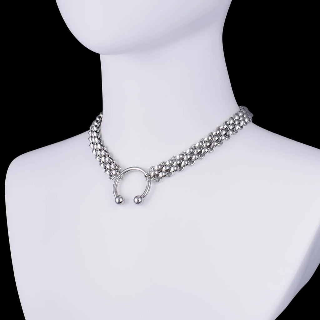 Punk Chain Choker Necklace, Horseshoe Style