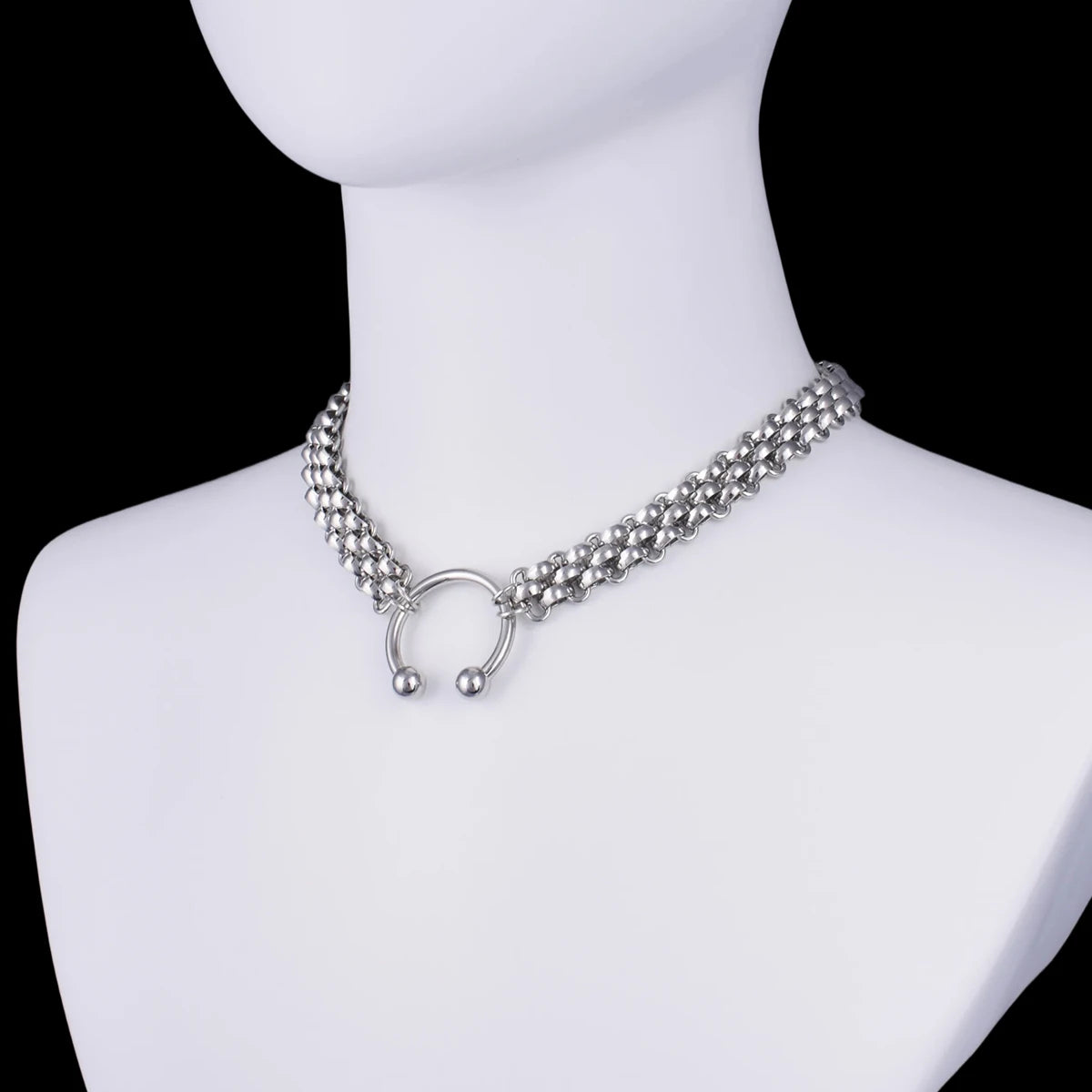 Punk Chain Choker Necklace, Horseshoe Style
