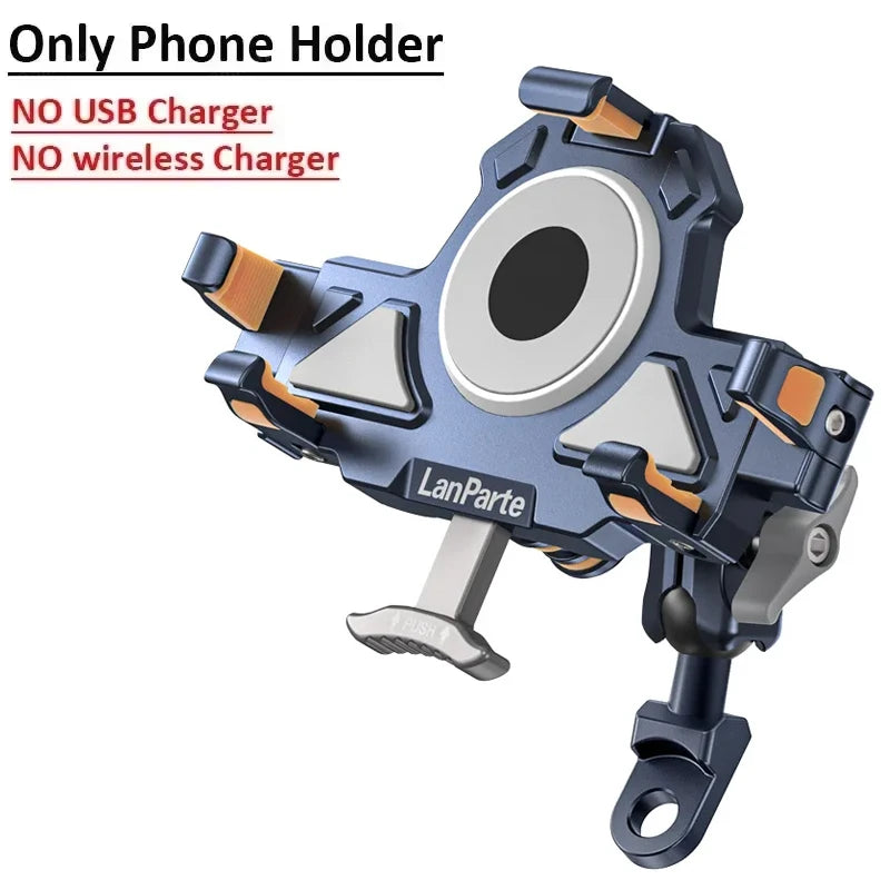 Metal Shockproof Motorcycle Phone Holder 4 Vibration Dampener 15W Wireless Charger Fast Charging Motorbike Bicycle Bike Stand