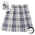 ZOKI Plaid Women Pleated Skirt Bow Knot Summer High Waist Preppy Girls Dance Mini Skirt Cute A Line Harajuku Sexy Japan Faldas