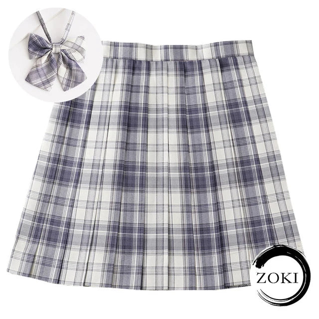 ZOKI Plaid Women Pleated Skirt Bow Knot Summer High Waist Preppy Girls Dance Mini Skirt Cute A Line Harajuku Sexy Japan Faldas