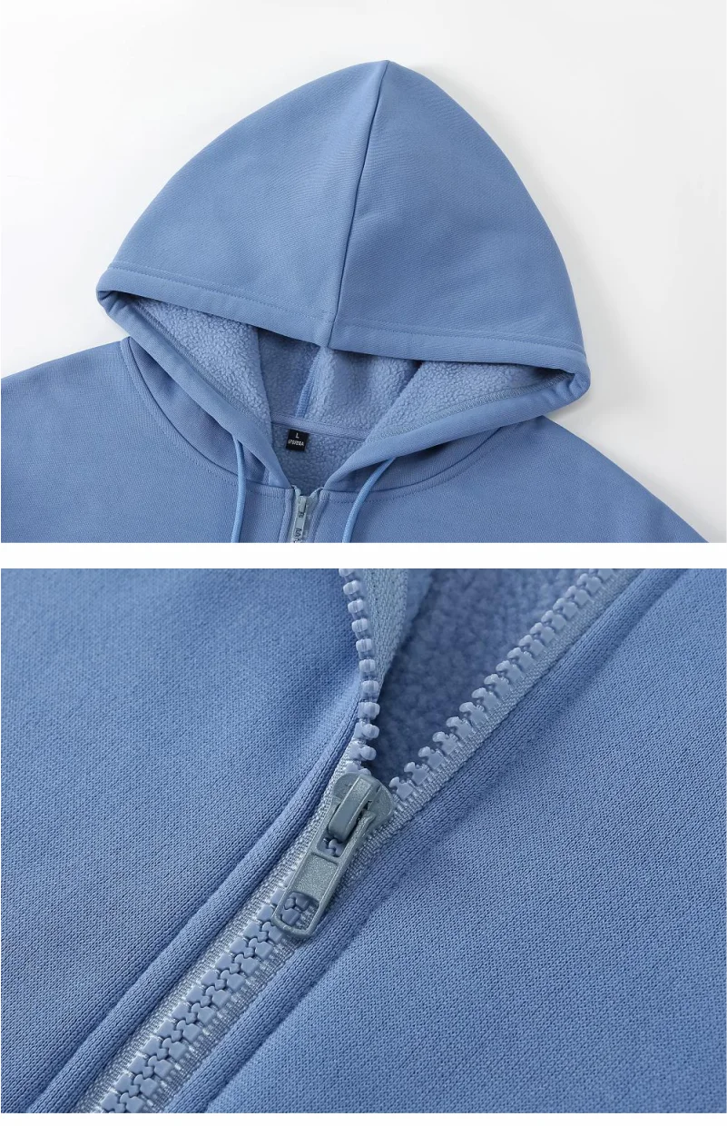 High Quality Velvet Zipper Hoodie Sweatshirt Custom Logo Embroidery Print Personalized Image Company Logo DIY 10 Color KAISING
