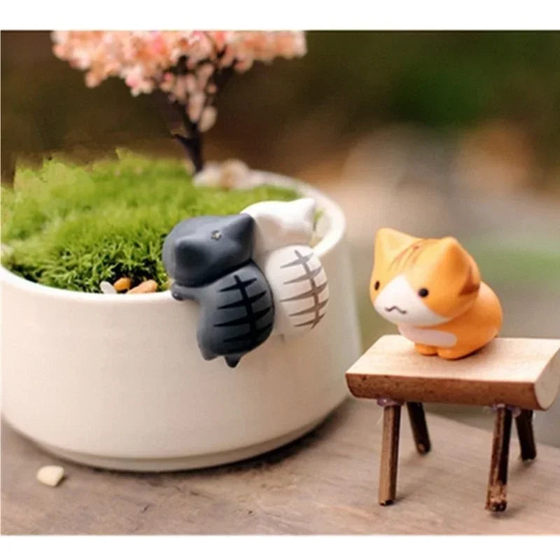 1/6Pcs Funny Neko Atsume  Meow Mochi Dango Cat Flower Pot Micro Landscape Mini Doll  Balcony Decorations Flower Pot Home Decor