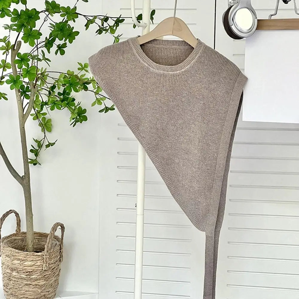 for Blouse Knitted Shawl Vest Solid Color Warm Triangle Beveled Edge Vest Clothing Accessories Polyester