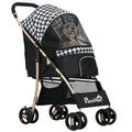 Pawhut Pet Cart with 2 Doors Mesh Window Storage Basket Safety Rope 80X44.5X97 cm Black