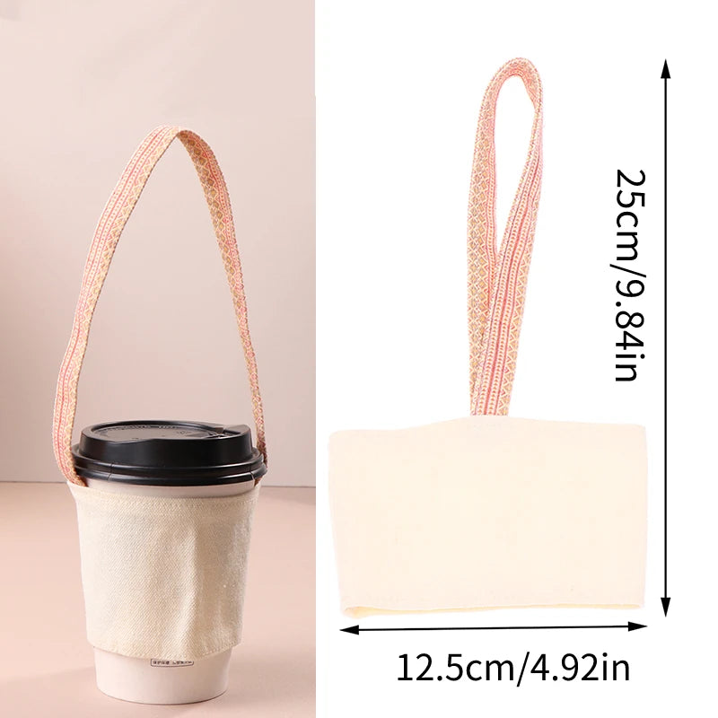 Portable Leather Cup Cover Pouch Water Bottle Sleeve Bag Leather Carrying Strap Insulating Cups Milk Tea Coffee Cups Accessories