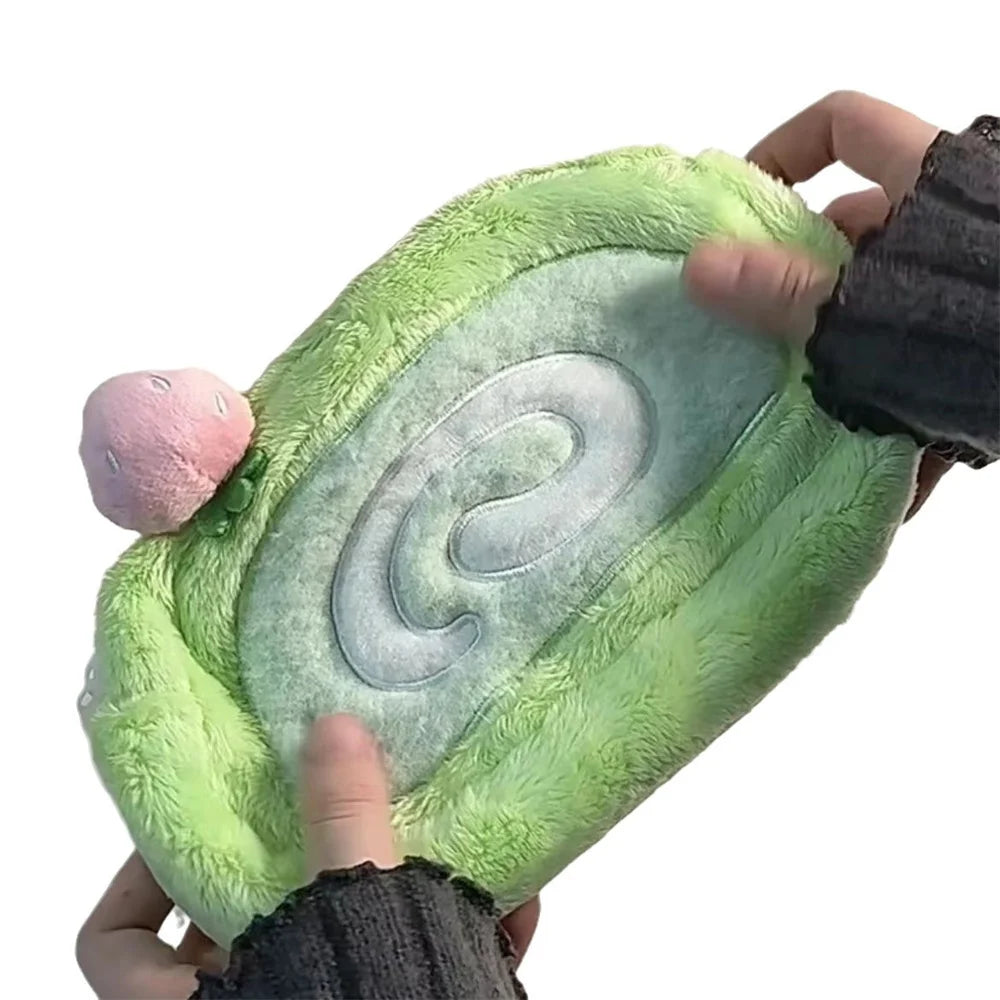 INS Melon Swiss Roll Green Plush Pencil Case Bag Creative Stationery Storage Bags Large Capacity Desk Organizer for Students