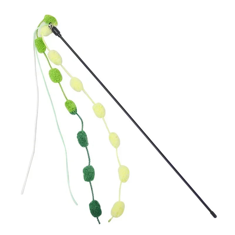 Cat Tassel Toy Plush Balls Cat Teaser Wand Cat Interactive Toys Funny Bell Ribbon PoleTeaser Wand Pet Supplies  Accessory
