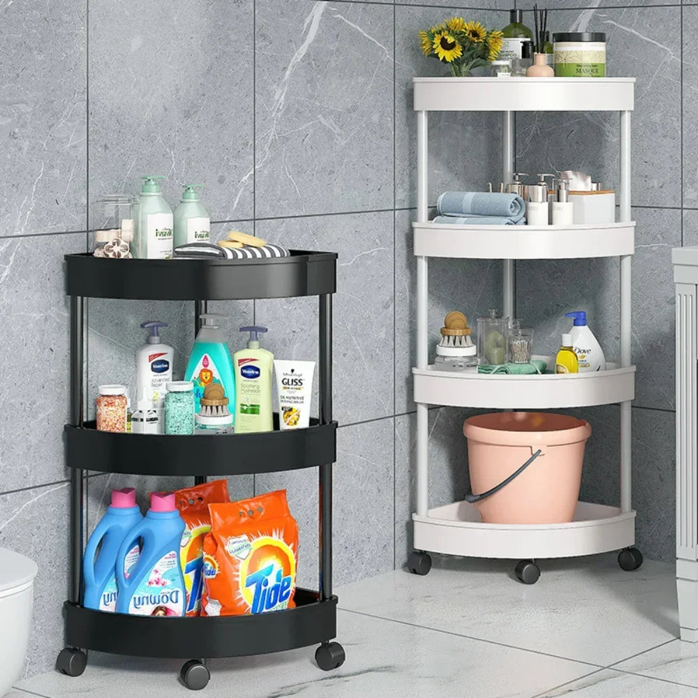 Rolling Cart Storage Rack 2/3/4 Tier Gap Storage Shelf Movable Bathroom Triangle Storage Rack Floor-standing Corner Shelf