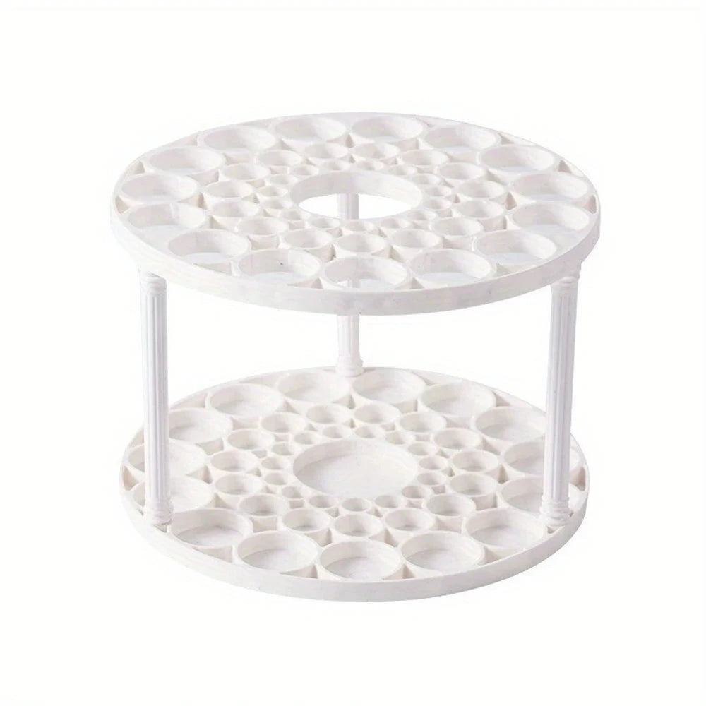 360° Rotating Brush Holder - Sleek White Plastic Organizer Large Capacity Makeup Brush Storage Bucket, Multi-Functional Rack