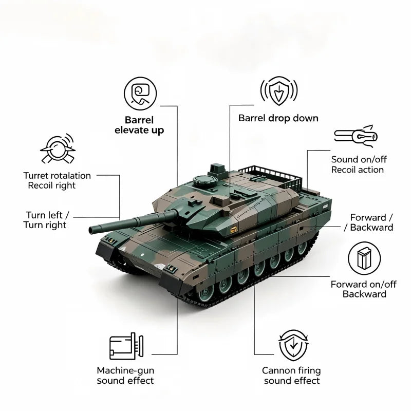TONGLI Large RC Battle Tank Tracked Off-Road Vehicle