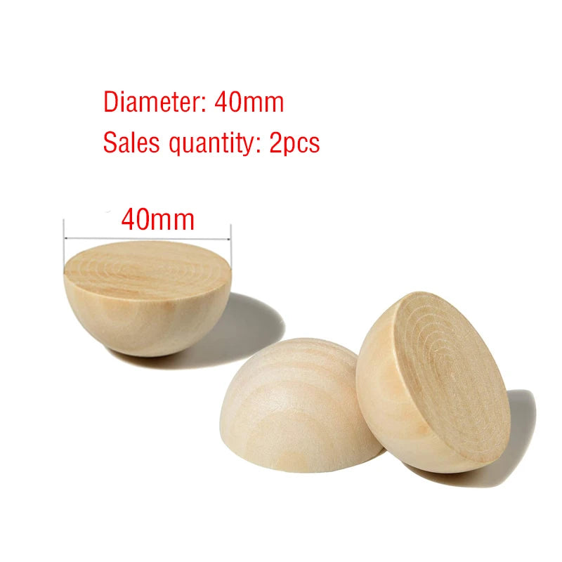 Half Wood Balls Bead Natural Half Wooden Balls Unfinished Split Wood Beads DIY Craft Arts Christmas Decor Half Round Wood Balls