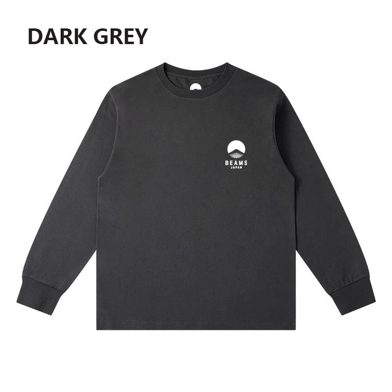 2025 Japanese Mount Fuji Small logo Embroidery Men/Women Unisex Long Sleeved T-shirt Cotton O-Neck Hoodie Loose Sweatshirt Tops