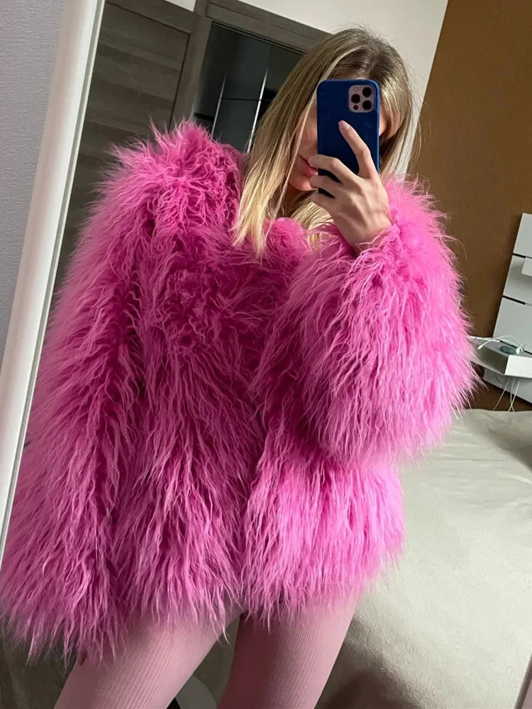34 Colors 3XL Fur Coats Women Autumn Winter Top Fashion Faux Fur Coat Elegant Thick Warm Faux Fur Jackets For Women 2025 Top MA7