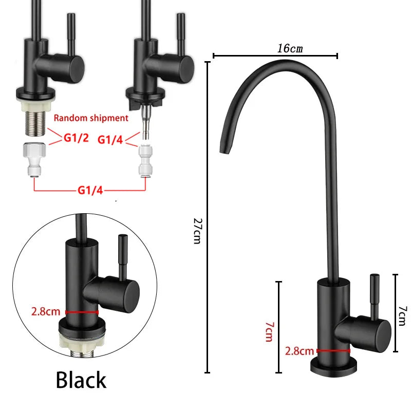 ULA 1/4"Kitchen Faucets Direct Drinking Tap Stainless Steel Water Purifier Faucet Single Cold Water Sink Faucet Filter Faucet