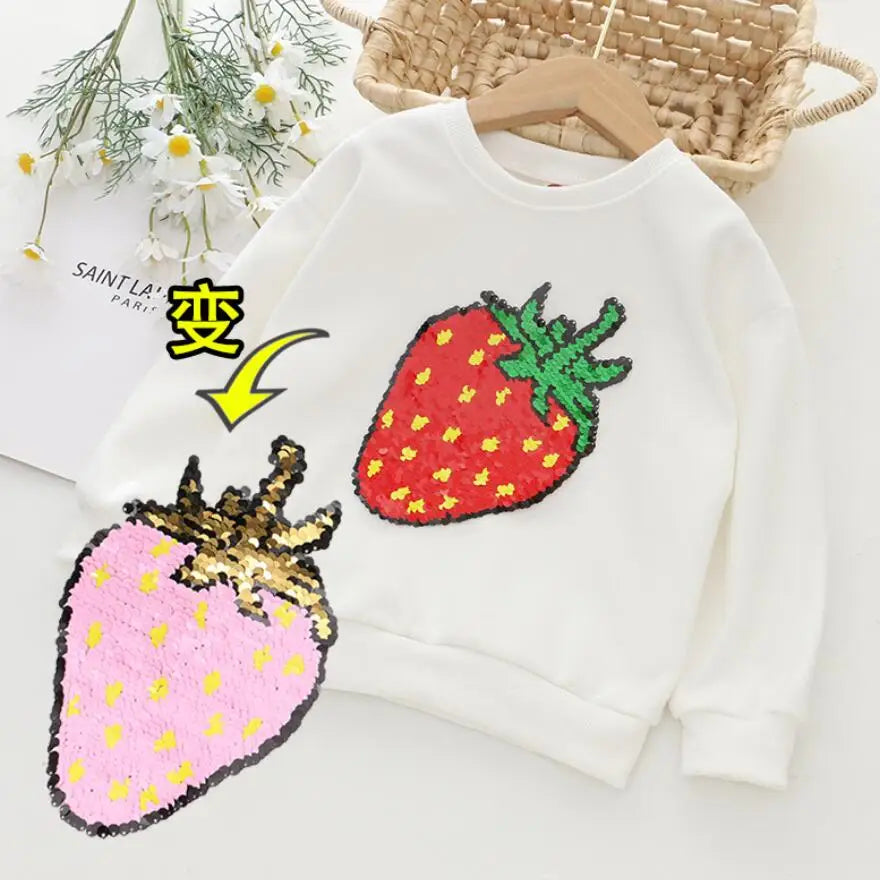 Cute Cat Baby Girls Hoody Sweatshirt Toddler Kids Cotton Sequins Cartoon Sweater Children Spring Autumn Clothes Tops