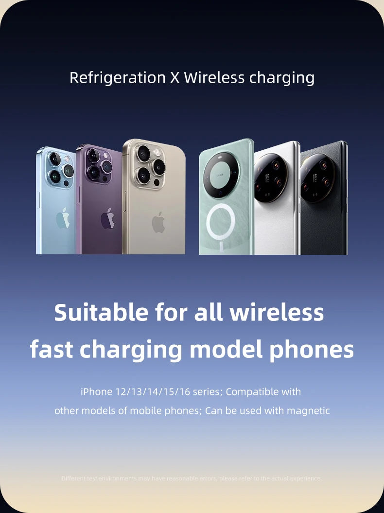 Tempered Glass 15W QI2 Wireless Charger ice Cooling Phone Holder For Magsafe iPhone 16~12 Magnet Cellphone Bracket Fast Charging