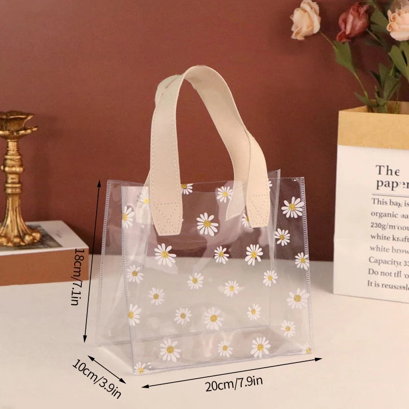 1-20pcs Transparent Bag Candy Bags Daisy Printed Gift Package Bag Picnic Storage Bag Mother's Day Wedding Easter Sweets Bags