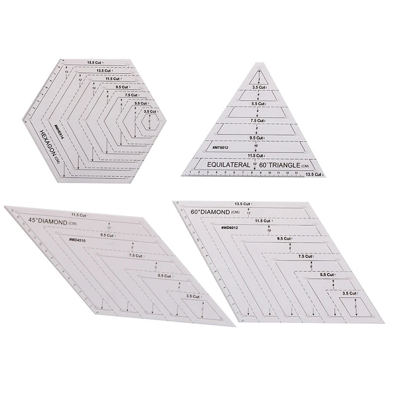 DIY Sewing Patchwork Ruler Multi Functional Angle Cutting Ruler Acrylic Anti Slip Sewing Ruler Round Edge Template Ruler