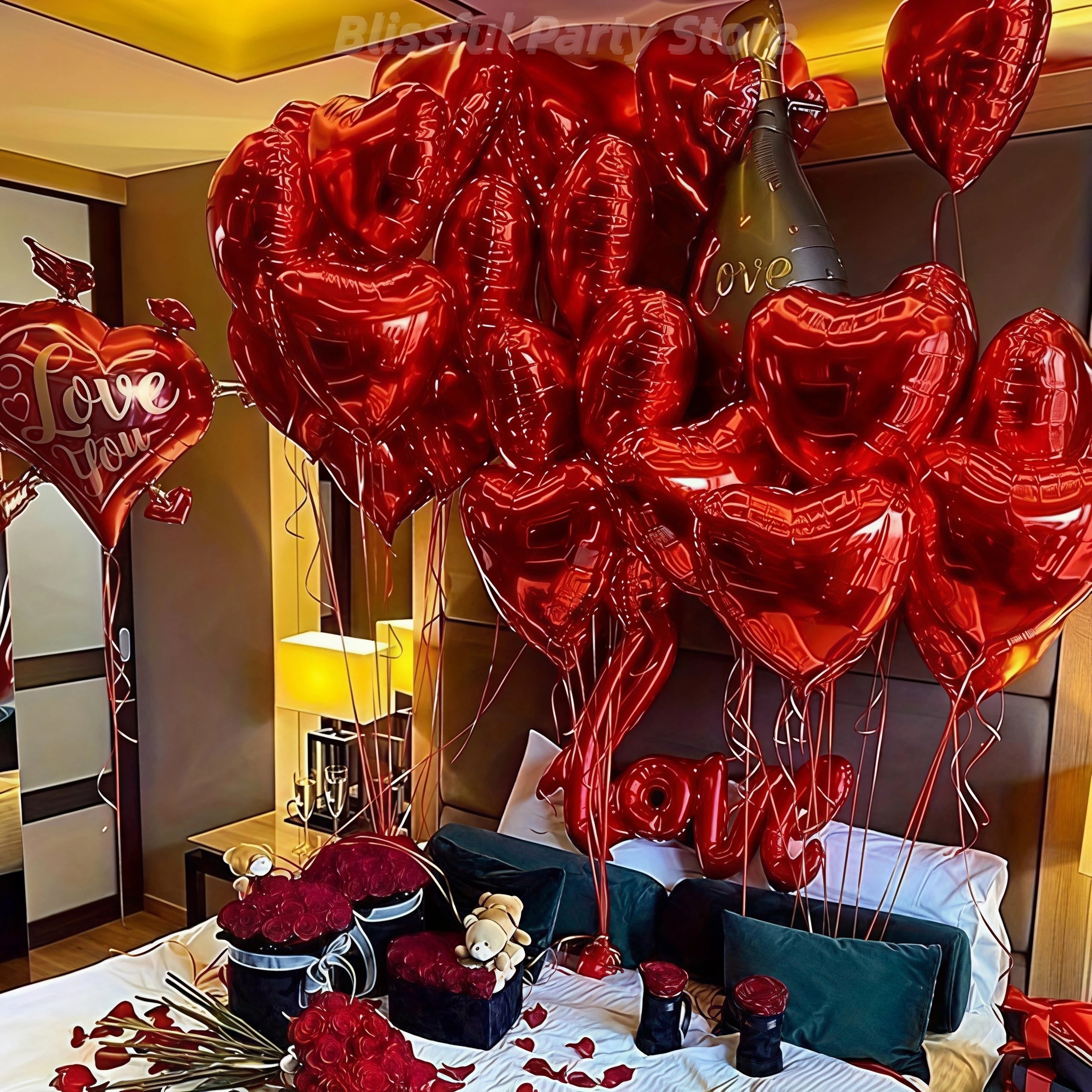50pcs 5/10/18inch Foil Red Heart Balloons Valentine's Day Romantic Atmosphere Scene Decor Birthday Anniversary Background Globos