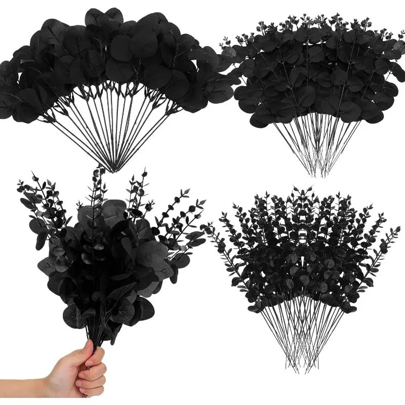 Black Eucalyptus Leaves Stems Maple Leaf Garland Artificial Vines