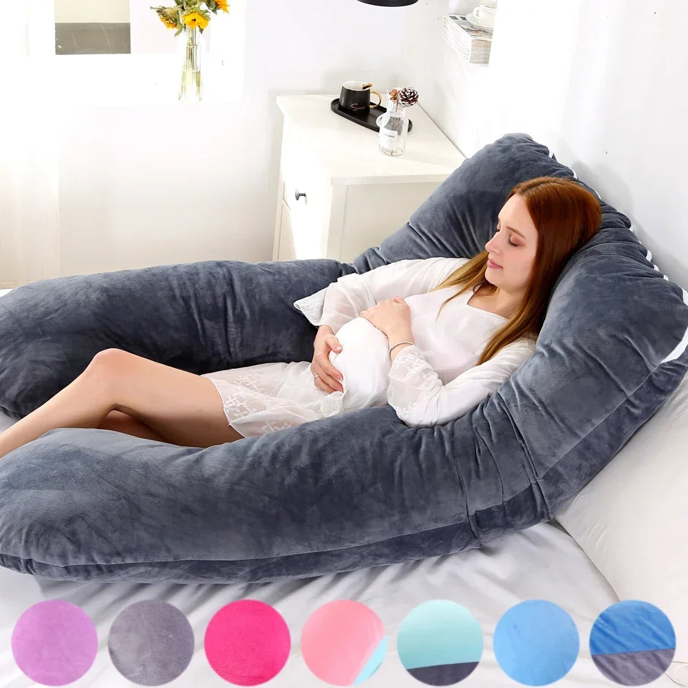Soft Fleece U-shaped Pregnancy Pillow - Multi-function Maternity Body