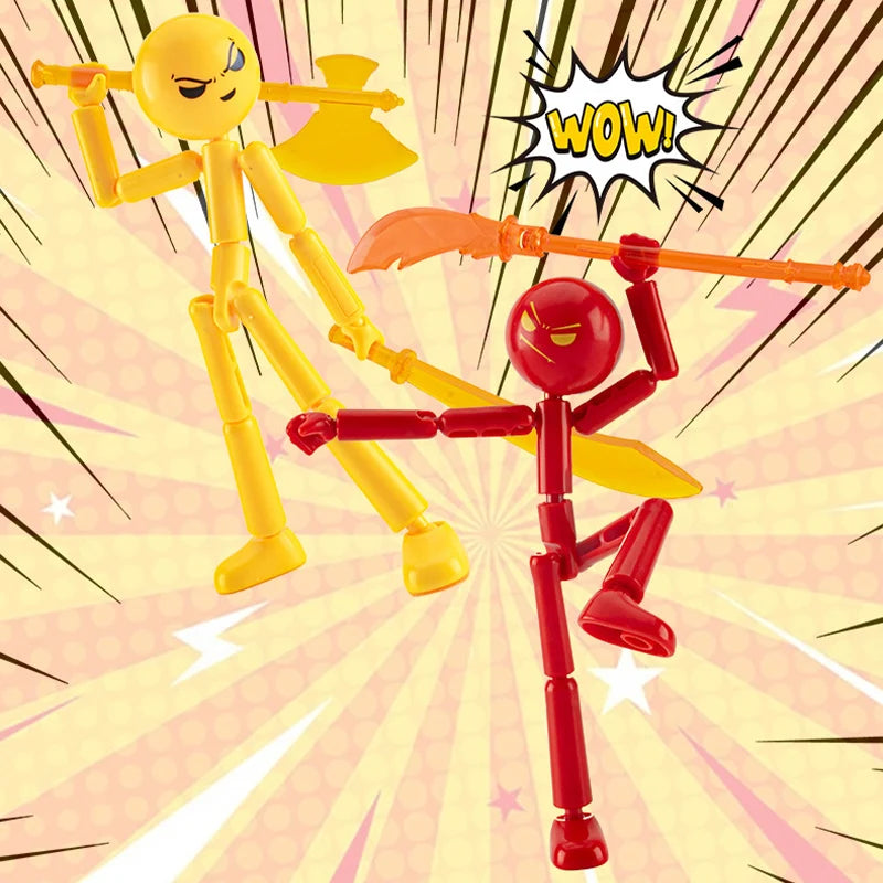 Articulated Stickman Action Figure with Movable Joints Cool Poseable Model Kit Gift for Boys Building Blocks Assembly Toys