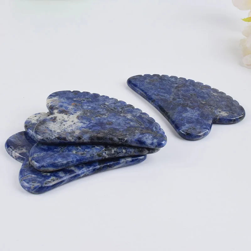 Blue stripes Face Massager Gua Sha Scraper Natural Jade Stone Skin Care Massager for Body Facial Neck Back Beauty Health Eye SPA