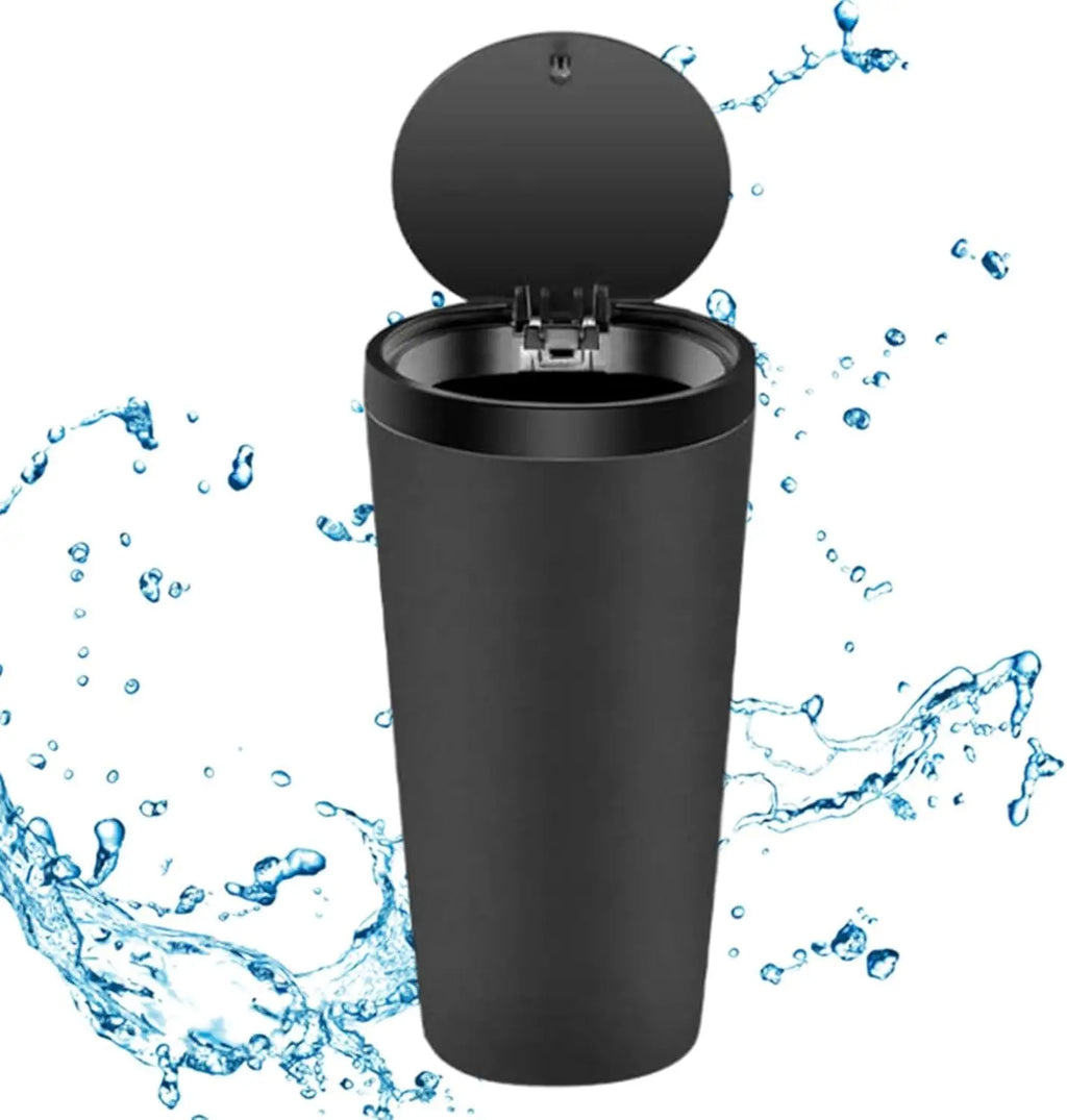 Mini Vehicle Trash Can with Lid, 800ml Portable Car Cup Holder, Portable Trash Can for Car, Kitchen, Office, Home, Black