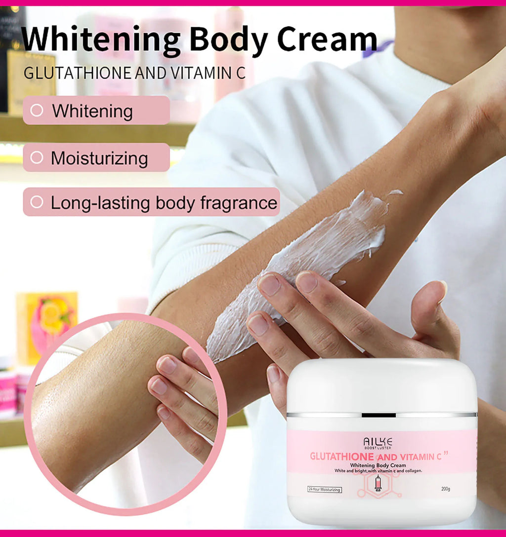 AILKE Whitening Remove Black Spots Facial Skin Care Lotion Moisturizing Cream Body Glutathion Vitamin C Black Skin Face New Set