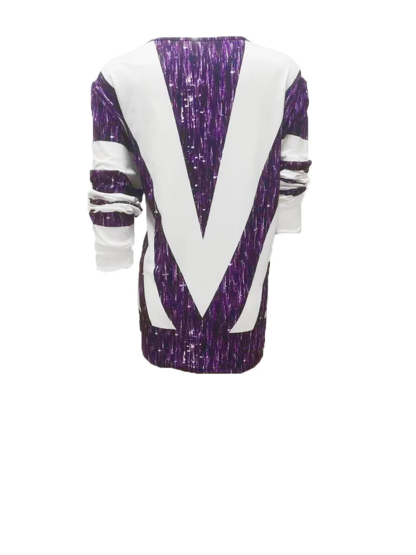 Colorblock Stripe Print Zip Front T-Shirt, Casual Long Sleeve Top For Spring & Fall, Women's Clothing