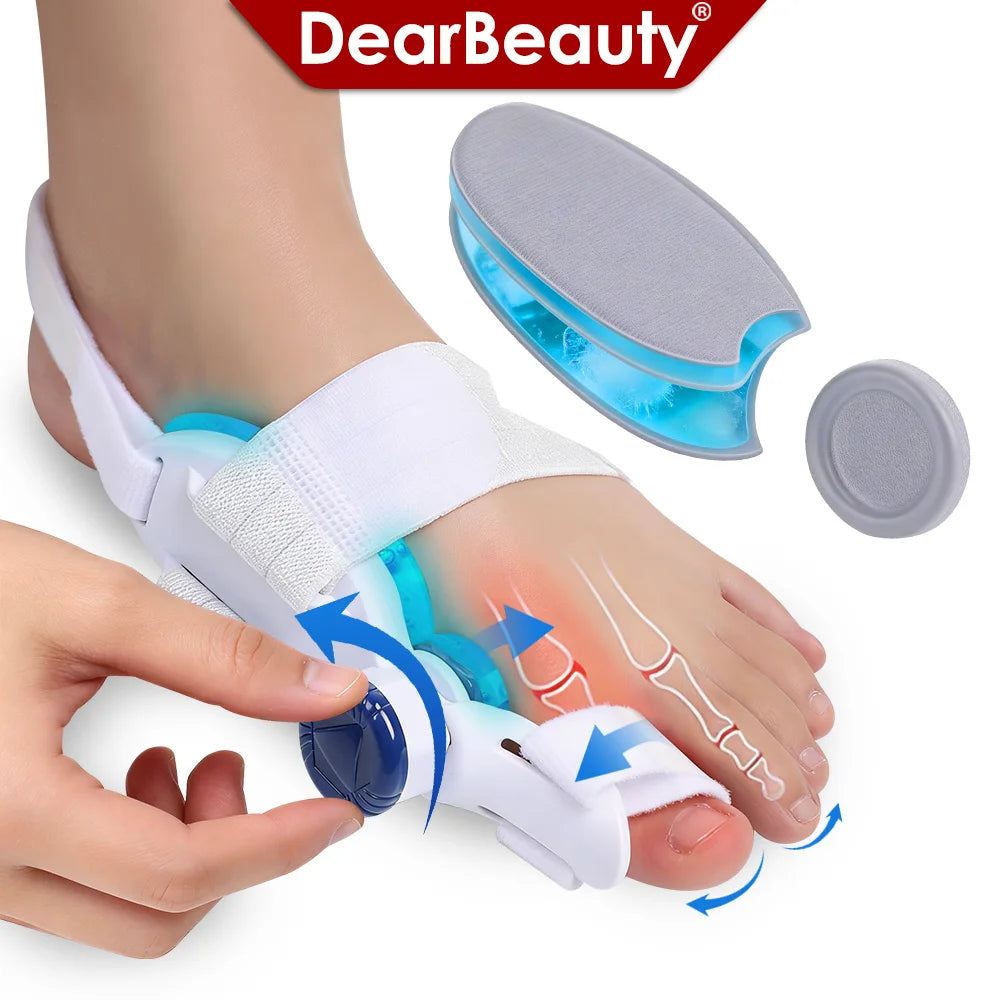 Toe Splint Bunion Corrector with Cooling Pad Adjustable Big Toe Valgus Correct Tool for Both Feet Straightening Orthopedic Thumb