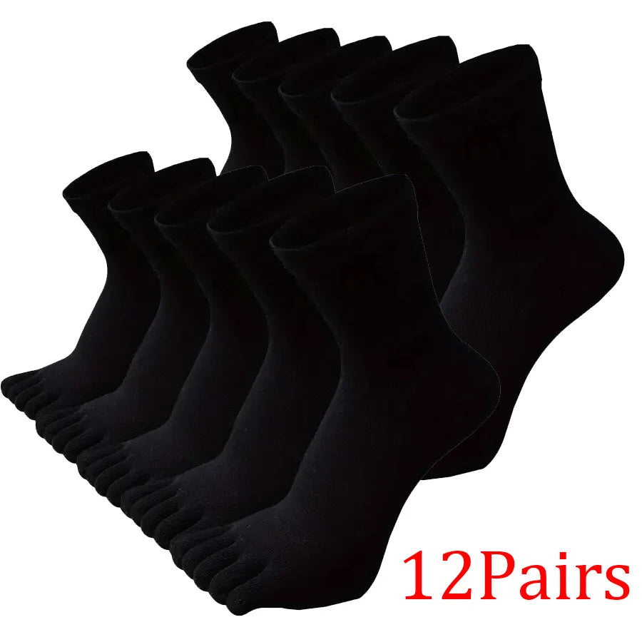 12/5/1pairs Five Finger Socks Pure color Sweat Absorbing Mid Tube Split Toe Socks Toes Socks Sports Tab Socks for Men and Women