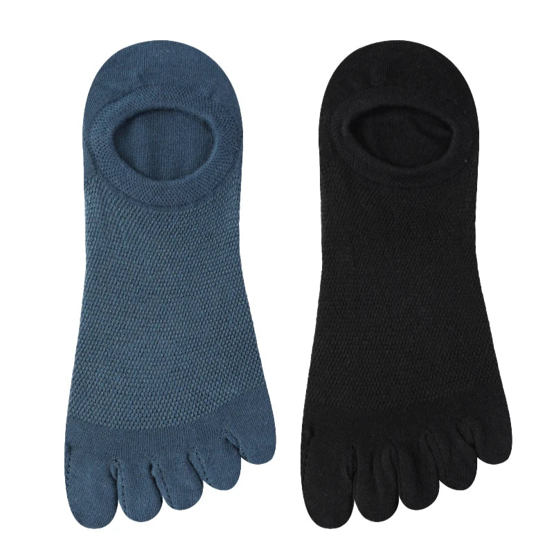 2 Pairs/Lot Men's Cotton Toe Crew Socks High Quality Breathable Sports Running Ankle Cotton Short Five Fingers Socks