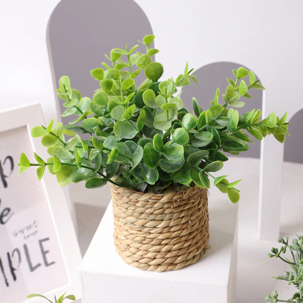XIYA Flower Green Artificial Plants Eucalyptus Flowers Woven Small