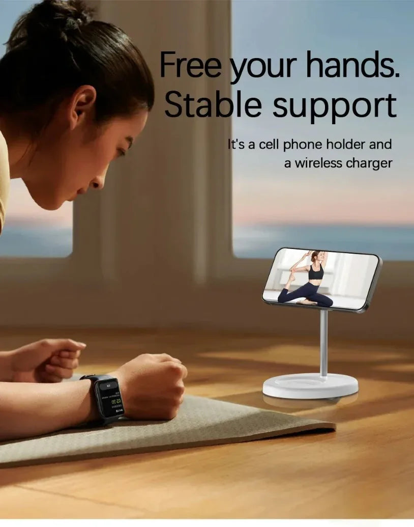 Upgraded Magnetic 2 in 1 Wireless Charger Stand For iPhone 16-12 Pro Max AirPod Pro Fast Phone Charging Station Holder