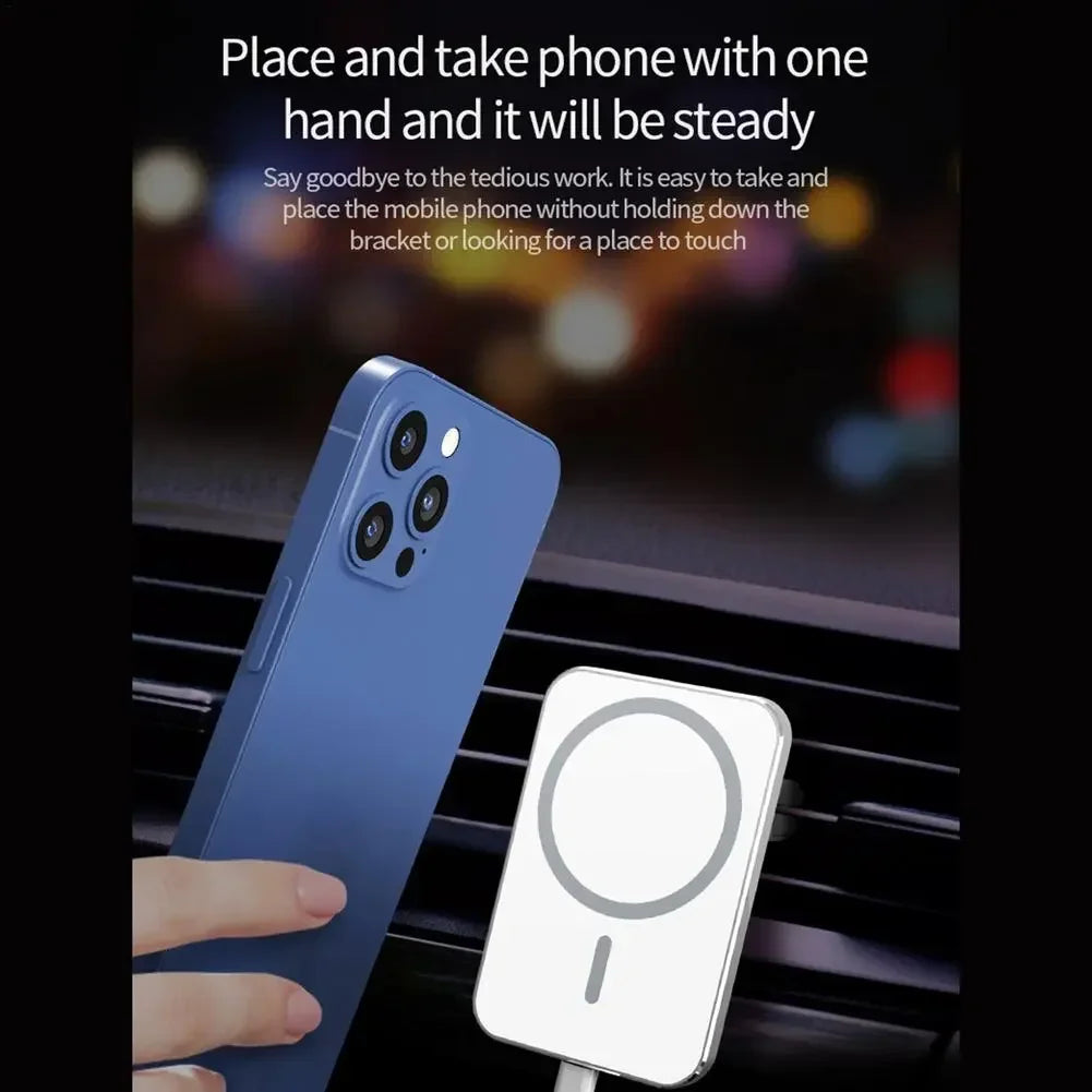 15W Qi Car Charger Type C Mobile Phone Magsafing Wireless Charger Car Mount Magnetic Holder For IPhone12 13 Pro Car Charging