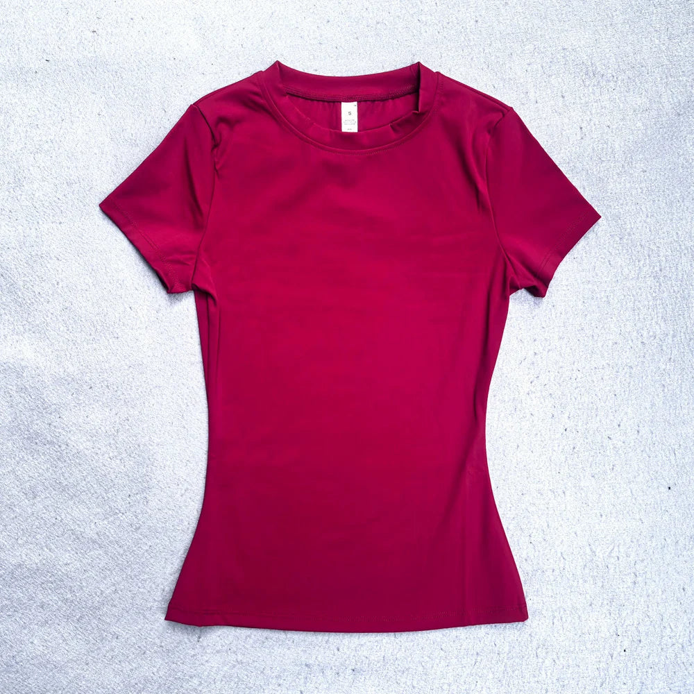 Summer Short Sleeve Yoga Top Women Workout Gym Crop Top Slim Fit